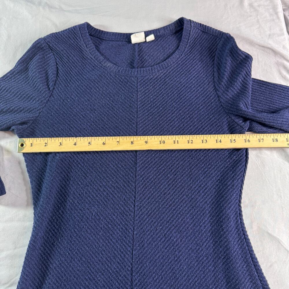 Gap Women's Long Sleeve sz Small Navy Ribbed Dress Midi Swing Stretch - Picture 7 of 8